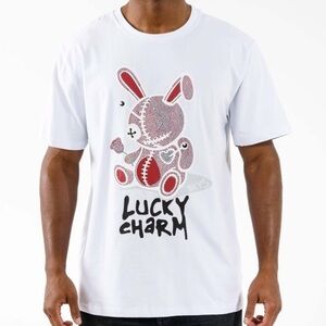 Black Keys Lucky Charm Tee Graphic With Rhinestones White Red Black BKYS